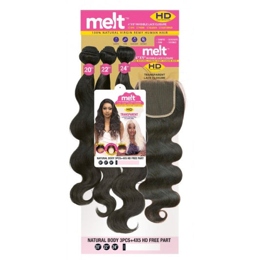 Janet Melt 100% Virgin Human Hair 3pc + 4x5 HD lace Closure